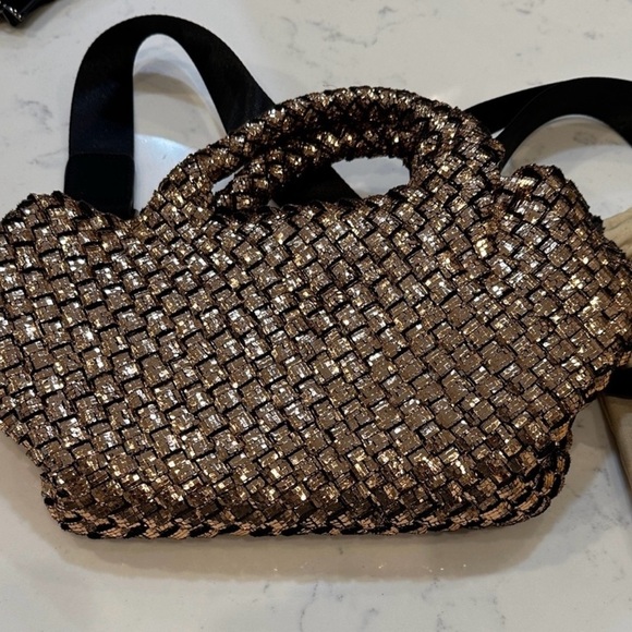 Naghedi Handbags - Naghedi Gold Metallic Woven Crossbody Bag